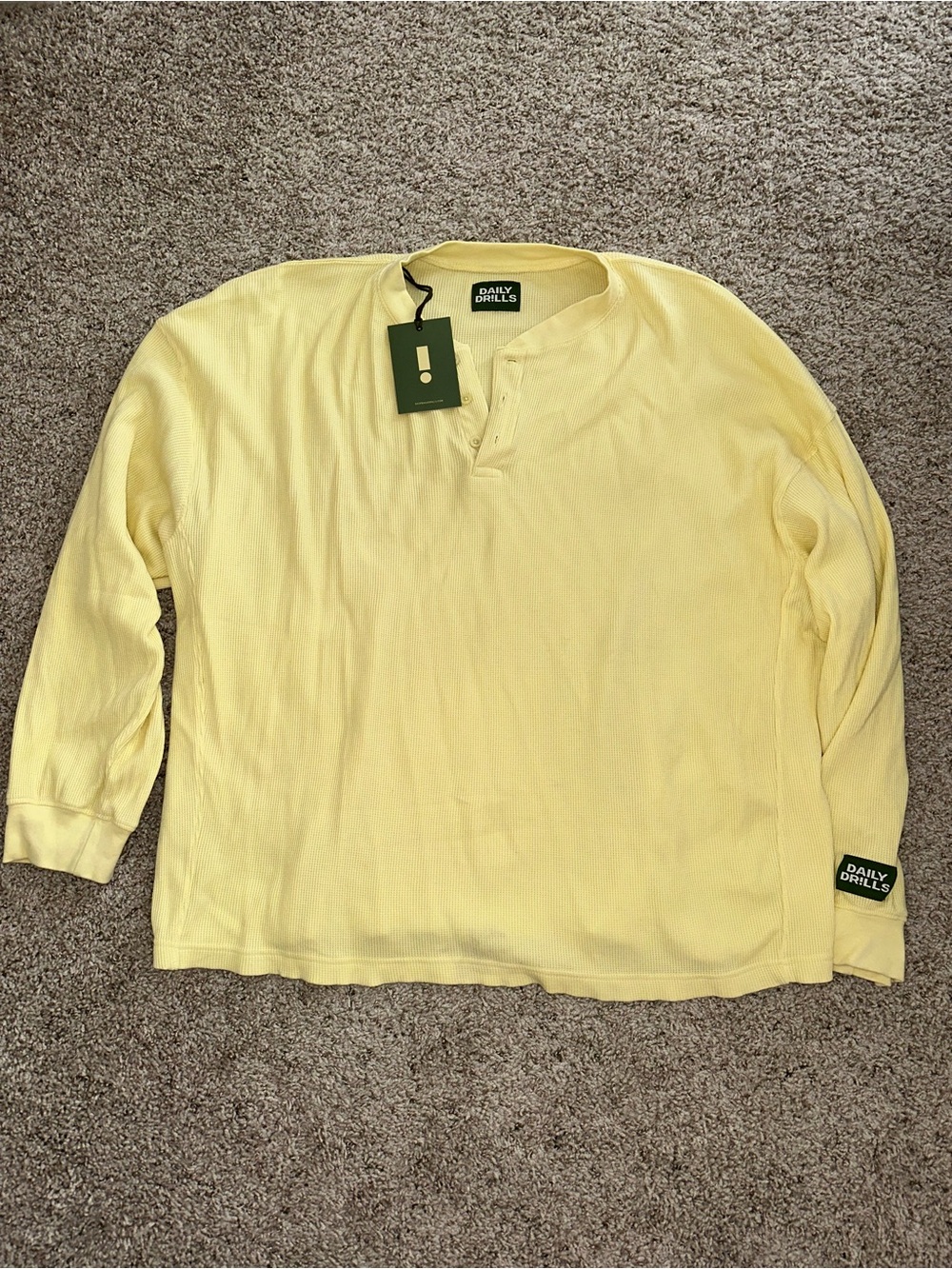 Daily Drills Oversized Thermal Henley - Lemonade - Picture 2 of 3